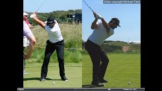 Jon Rahm golf swing  Long Iron faceon amp downtheline July 2017 [upl. by Yeclek562]