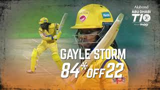 Gayle storm in Abu Dhabi T10 I 84 off 22 balls I 12 balls T10 Fifty I Day 6 I Team Abu Dhabi [upl. by Adnala]