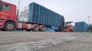 Forklift work Loading transporting pallets [upl. by Noemis]