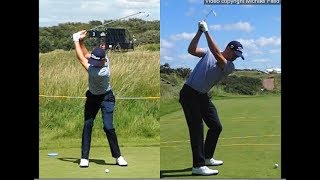 Justin Thomas golf swing  Long Iron faceon amp downtheline July 2017 [upl. by Neils]