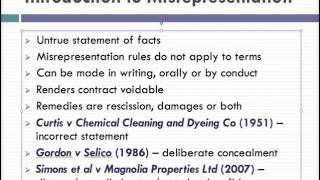 Misrepresentation Lecture 1 of 4 [upl. by Simsar760]