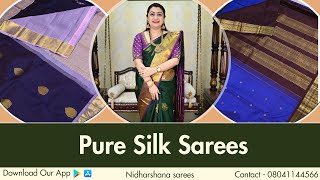 Pure Silk Sarees  Exclusive Festive Saree Collection  Nidharshana Sarees [upl. by Damali]