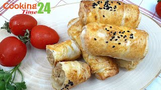 FIRINDA TAVUK ETLİ BÖREK Tavuklu Börek Tarifi [upl. by Jalbert]