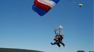 Skydivers First Tandem Landing Skydive Jump From Sky Parachuting [upl. by Yojal176]