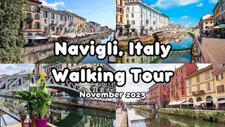 Navigli Milan Italy Walking Tour  Navigli Canals 4K [upl. by Conner]